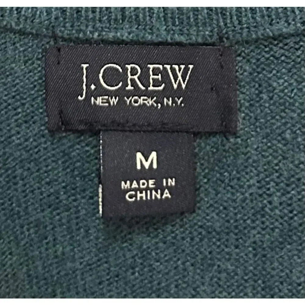 J. Crew Cotton Cashmere V-Neck Sweater Teal 29235 Mens Size M
